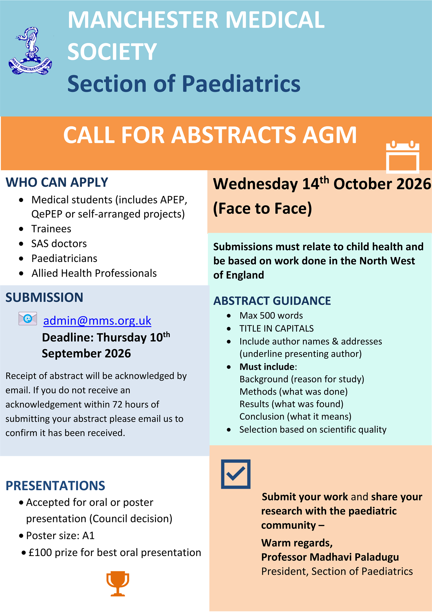 Section of Paediatrics - Call for Abstracts