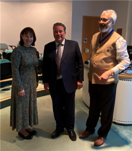 John F Wilkinson Lecture 1st May 2024 - (L to R)  Dr Ruth Gottstein (President 2024-25), Charlie Massey and Professor JS Bamrah CBE (President 2023-24)