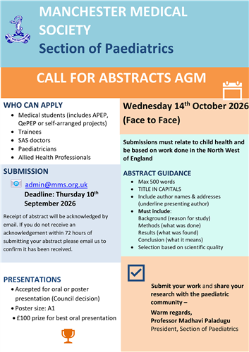 Section of Paediatrics - Call for Abstracts